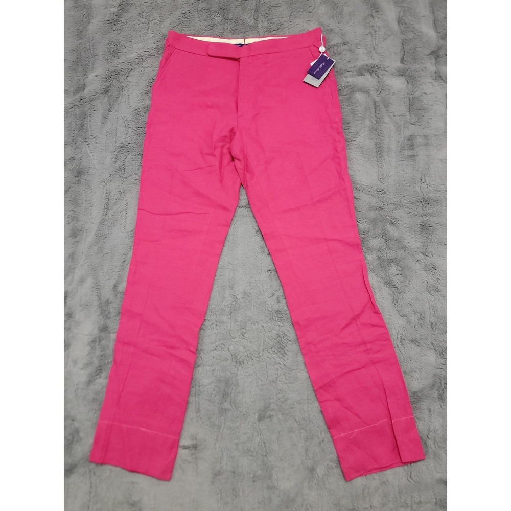 Ralph Lauren Purple Label Gregory Pants Mens 34x35 Hot Pink Hand Tailored Linen